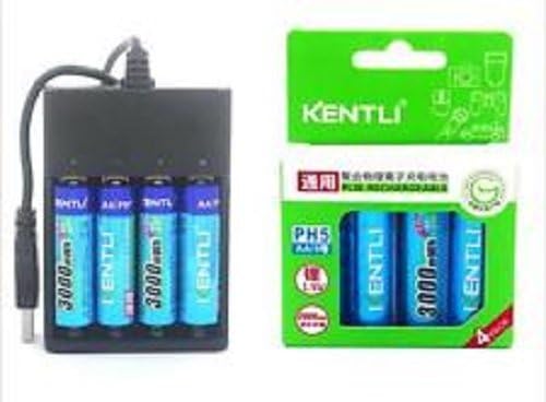 8pcs KENTLI PH5 1.5v 3000mWh Rechargeable Lithium AA PH5 Battery with USB Charger