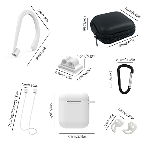 Funda Auriculares Inalambricos, XiXiRan Funda Protectora de Silicona para Airpods, Funda Silicona para Airpods Pro, Estuche de Auriculares/Kit de Accesorios 7 en 1/Gancho de Oreja/Cuerda Anti-Pérdida