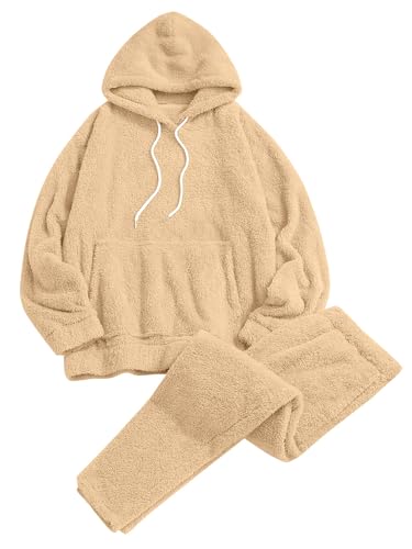 ZAFUL Women's Fuzzy Fleece Pajamas Sets Long Sleeve Loungewear pocket Casual Hoodies and Pants Set...