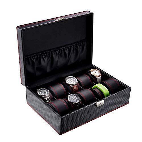 Boîte de rangement montres coffret bijoux en cuir avec vitrine et grande capacité