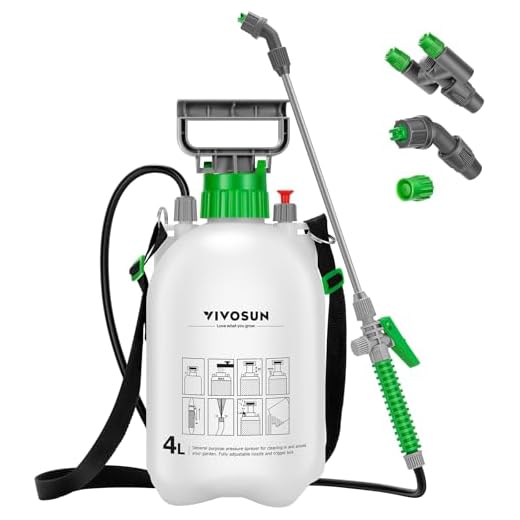 VIVOSUN 1 Gallon Lawn and Garden Pump Pressure Sprayer with 3 Water Nozzles, Pressure Relief Valve, Adjustable Shoulder Strap
