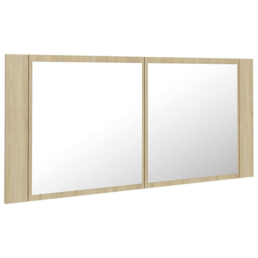 Szafka łazienkowa LED z lustrem dąb sonoma 100 x 12 x 45 cm akryl, szafki i przechowywanie, szafka pod umywalkę, szafki łazienkowe