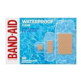 BAND-AID Brand Clear Waterproof Adhesive Bandages, Sterile First-Aid for Minor Wounds, Cuts & Scrapes, Clear Bandages with a Quilt-Aid Pad to Cushion Wounds, Assorted Sizes, 60 ct