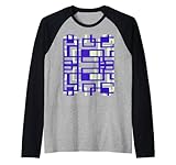 Les rectangles superposés bleus et blancs Geo Abstrait sont un motif symétrique de lignes entrecroisées et superposées. Les bandes noires et les bandes bleues se croisent de manière uniforme pour créer un motif rétro moderne synonyme des années 70 et 80