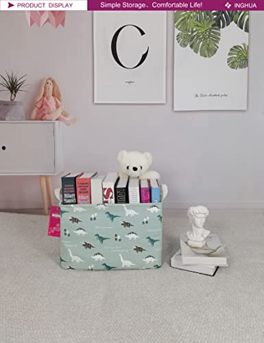 Image of Rectangular Storage Basket Fabric Organizer Bin for Toys,Books,Clothes,Gifts,Pets-Perfect for Home,Office,Nursery,Dorm,Shelf(Rec-dinosaur)
