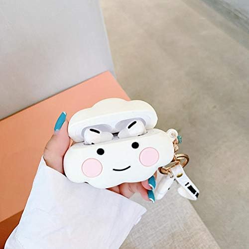 Miniatura 2 de Linda funda para AirPod Pro para Apple AirPods 2019 con clip llavero pulsera silicona suave color blanco 3D dibujos animados verano lindo encantador