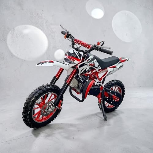 Image of Amaze ZR Super 50cc Petrol Dirt Bike for Kids | 2 Stroke Mini Off Road Bike | Dual Start | Disc Brake | Rear Suspension | Max Speed 45 km /h | Kids Mini Motorcycle (Multicolor Chassis) (RED)