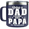 Fathers Day Gifts for Papa Dad from Daughter Son Kids Papa Mug for Fathers Day Presents for Dad Grandpa on Birthday Insulated Stainless Steel Novelty Mug 14oz Navy