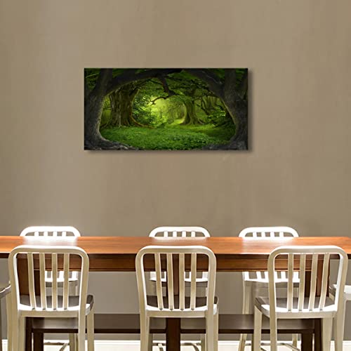 Pyabl Wall Decor Tree Of Life Wall Art Canvas Prints Natural Landscape Pictures Home Decor Green Forest Paintings For Living Room Bathroom Bedroom Kitchen Office Decorations 20X40 Wooden Framed Artwork Easy Hanging thumb #5