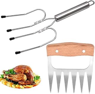 Meat Claws DBAILY 2 Pcs Bear Claws Pulled Pork Shredder Claws Pulled Pork Meat Shredder Shredding Forks Kitchen Claws with Wood Handle High Temperature Resistance Chicken or Cooking On Barbecue,Grill