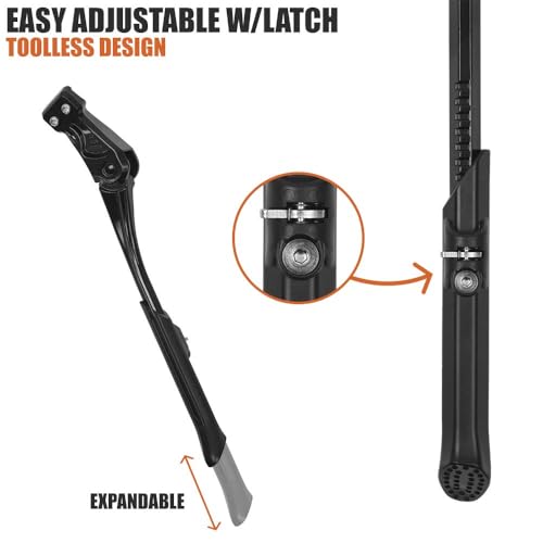 Image of BV Bike Kickstand - Mountain Bike Kick Stand for 24-29 inch Bicycles - Adjustable Length, Non-Slip Sole, Aluminum Alloy Material - Black Bicycle Kickstand