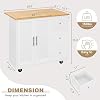 Shintenchi Kitchen Island with Folding Drop Leaf, Rolling Island Table with Storage, Kitchen Cabinet on Wheels with Seating Area for Kitchen, Bar Cart with Cabinet, White