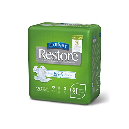 FitRight Restore Adult Briefs with Tabs, Heavy Absorbency, XX-Large, 60"-69", For Adult Incontinence