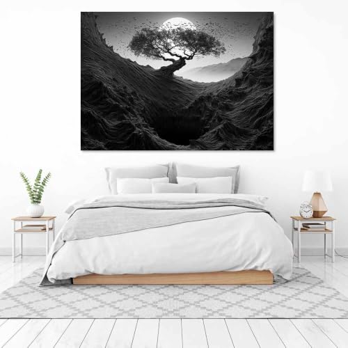 Affiche noir et blanc paysages lunaires de l'arbre noir 60x80cm - 3