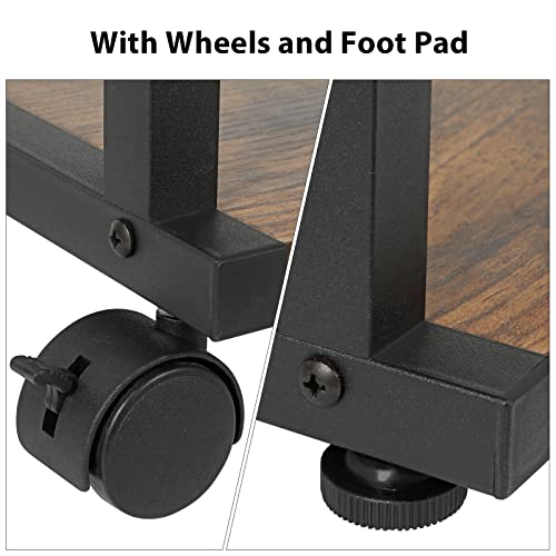 Mooace Printer Stand, 3 Tier Under Desk Home Printer Cart On Wheels, Industrial Height Adjustable Wood Rolling Printer Table For Fax Machine, Scanner,Rustic Brown And Black #TOP6