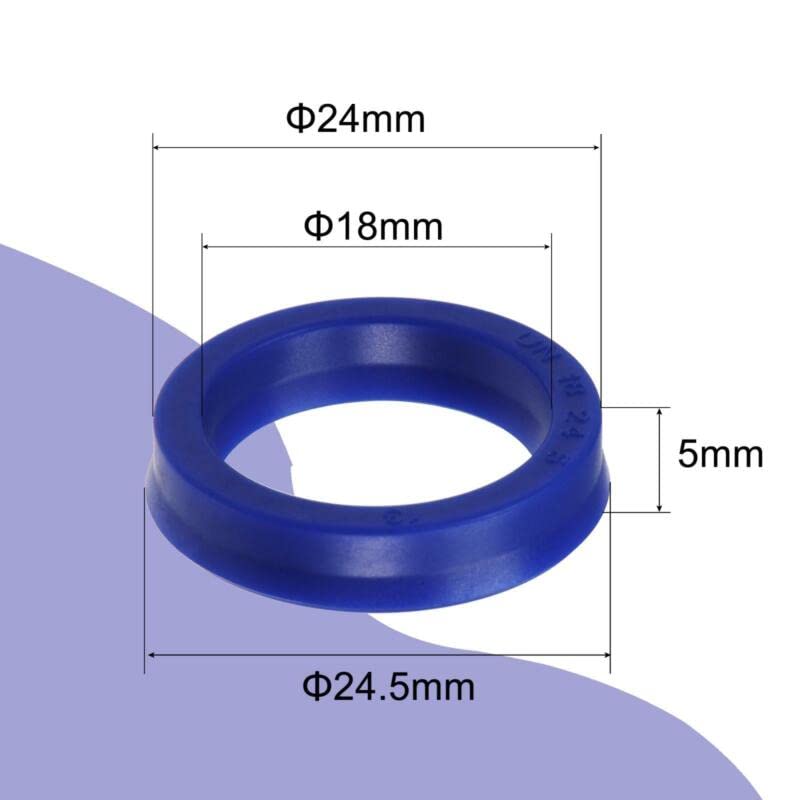 Tool parts 10pcs UN Radial Shaft Seal 18mm ID x 24mm OD x 5mm Width PU Oil Seal - Blue