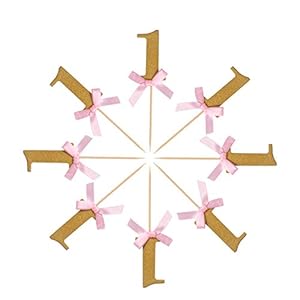 rosenice Cake Topper Glizer golden Kuchendeckel für 1 Jahr Geburtstag Jubiläum Torten Dekor 20pcs