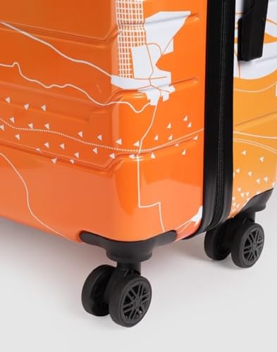 Image of TEAKWOOD LEATHERS Twin Printed 360 Degree Rotation Hard Cabin Trolley Bag (Orange, Medium)