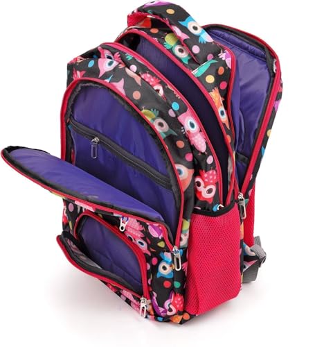 Image of Bag For Class 4th To 10th Standard Tuition School College All Day Use 32l Backpack Durable Polyester Material Owl Green Color Perfect For Students