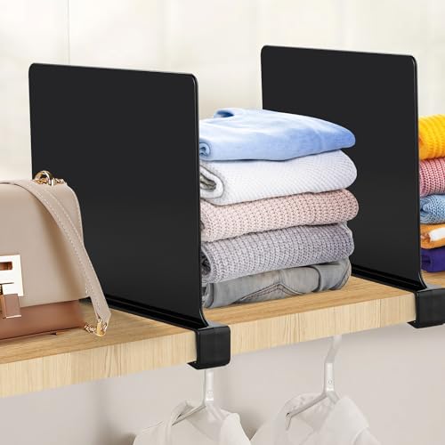 Matte Black Acrylic Shelf Dividers for Closets Organizer & Storage,2 Pack by JOY DECOR - Used condition - Image 7