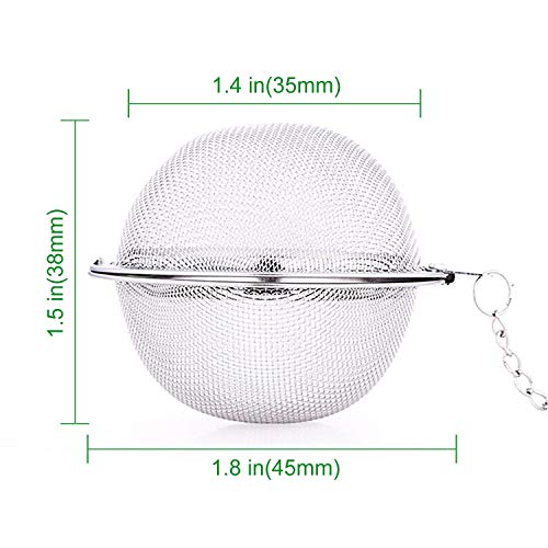 6Pcs Stainless Steel Tea Strainers, Mesh Tea Infuser Premium Tea Filter Tea Interval Diffuser with Extended Chain Hook for Brew Loose Leaf Tea and Spices & Seasonings