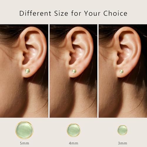 Limerencia Hypoallergenic Earrings for Sensitive Ears - G23 Titanium Round Cat's Eye Flat Back Stud Earrings, Cartilage Stone Pierced Earrings for Women Men Gift3