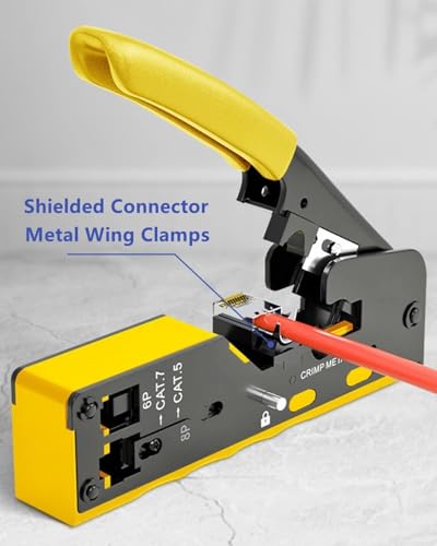 Image of COOLCOLD RJ45 Crimping Tool Kit - All-in-One Passthrough Ethernet Crimper for Cat5 /Cat6 /Cat7 - Includes Network Cable Tester with Battery, 10pc Cat6 Pass-Through Connectors & 10pc Boots(Multicolor)