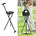 Folding Cane with Seat, 2-in-1 Walking Cane with Seat, Folding Cane Chair, Portable Crutch Chair Black US