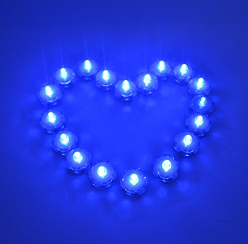 Samyo Waterproof Wedding Submersible Battery Led Tea Lights Underwater Sub Lights- Wedding Centerpieces Party Decorate Flower Shape (Blue) (36) #TOP2