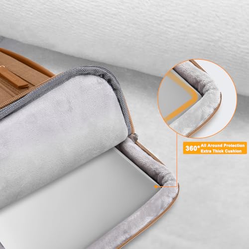 Image of MOSISO 360 Protective Laptop Case 13.3 inch, 13-13.3 inch Laptop Sleeve Compatible with MacBook Air /Pro 13 / Pro 14,HP Dell Acer ASUS,Side Open Carrying Case with 4 Zipper Pockets&Handle, Mocha