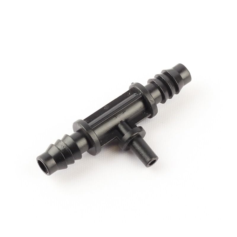100 Uds 8/11mm o 9/12mm boquilla de manguera conector en T de púas conectar con 6mm (0,2 pulgadas) aspersores de riego de jardín goteros