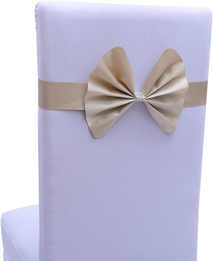 Chair Sashes for Party 10-50Pcs Elegant Pleated Bow with Rhinestone Decoration Chair ?Bows Wedding Elastic Chair Back Flower Chair Decorative Straps (Color : D Size :30) (A*50)