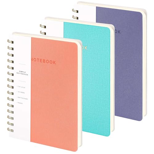 Image of Spiral Notebook-5.75 inch x 8.125 inch College Ruled Journal with Inner Pockets and 160 Pages,PU Leather Cover Business Journal, Twin-Wire Binding Notebook Perfect for Office & Home School Supplies 3 pack Pink /MintGreen /Violet