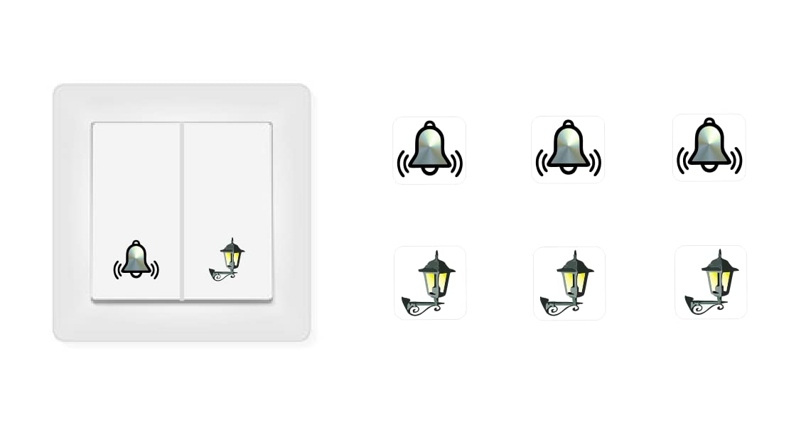 Pack of 6 Switch Sticker Bells Stickers and Light Sticker Bell Bells Light Symbol Garden Lighting Lantern (RP22) (20 mm)