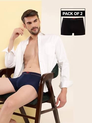 Image of HiFlyers Men's Cotton Spandex Odour-Free, Long Lasting Comfort, All Day Fresh and Confidence Dark Knight Collection Solid Trunks