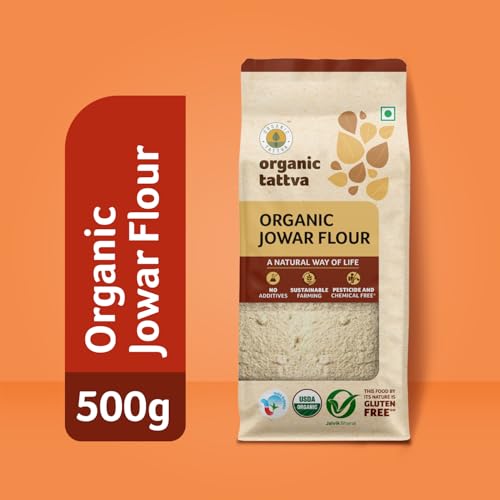 Image of Organic Tattva Jowar Atta - All Natural and Fresh Sorghum Flour (500g, Pouch) | Pure & Organic Jowar Flour for Healthy Cooking