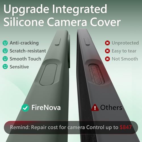 Image of FireNova Magnetic for iPhone 17 Case, Compatible with MagSafe, [Integrated Silicone Camera Control Button] [Camera Protection] Anti-Scratch Microfiber Lining Phone Case, 6.3 inch, Calke Green
