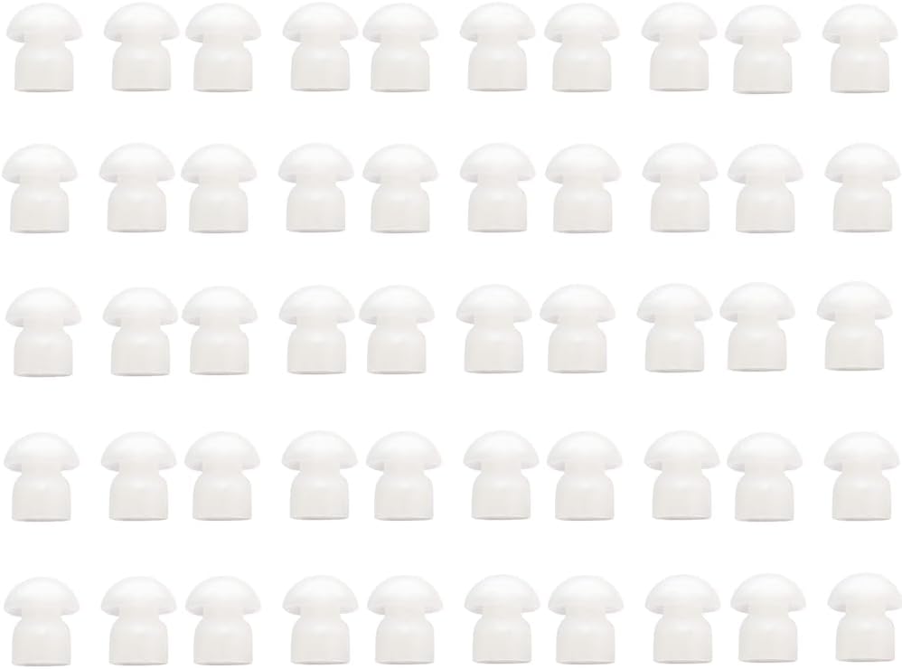 50Pcs Replacement Ear Tips Earbud Radio White Silicone Mushroom | Compatible with Motorola Baofeng Kenwood Midland Yaesu Cobra Icom HYT Acoustic Tube Earpiece 2 Way Raio