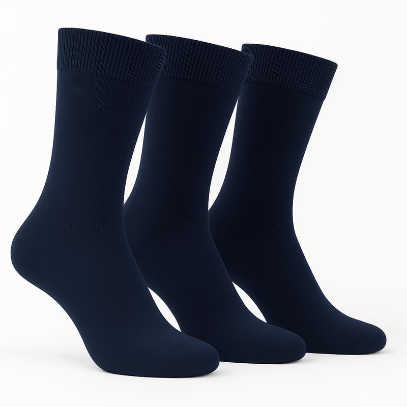 Image of Wens Plain Dark Socks for Girls, Boys, Kids & Men of All Ages (Pack of 3) | Heavy Elastic, Streachable & Comfortable Fit