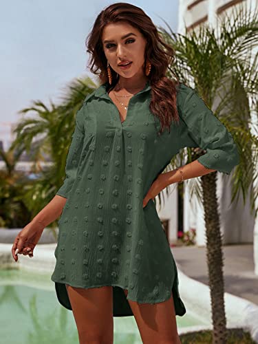 Image of Blooming Jelly Womens Swimsuit Coverups White Chiffon Bikini Swimwear Beach Cover Up Dress Shirt