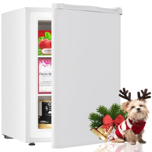 Image of TABU 3.0 Cu Ft Upright Freezer, Mini Freezer with 7 Adjustable Temp, White | Freestanding, Energy Saving, Space Saving, Low Noise, Compact Freezer with Removable Shelves