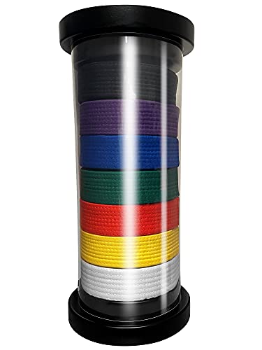AAMA Martial Arts Taekwondo Karate Judo Jiu Jitsu Round Cylinder Belt Display Case Gift - 7 Level