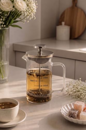 Metal Kapaklı Filtre Kahve ve Bitki Çayı Demliği French Press 350 ML - THN76233