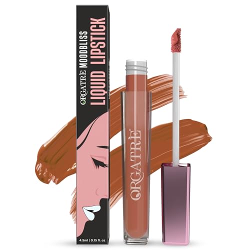 Image of Orgatre Moodbliss Liquid Lipstick | Waterproof, Long Lasting & Smudge Proof | Non-Drying, Lightweight & Highly Pigmented | Matte Finish | 4.5ml (Taupe Whisper)