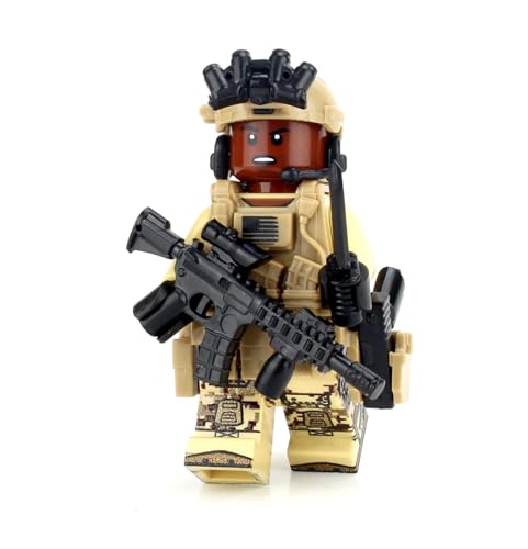 Battle Brick 1.6 Inches Tall African American Special Forces Soldier Custom Minifigure | Accessories Made in The USA | Genuine Military Minifig | Great Gift for Ages 10+ to Adult AFOL