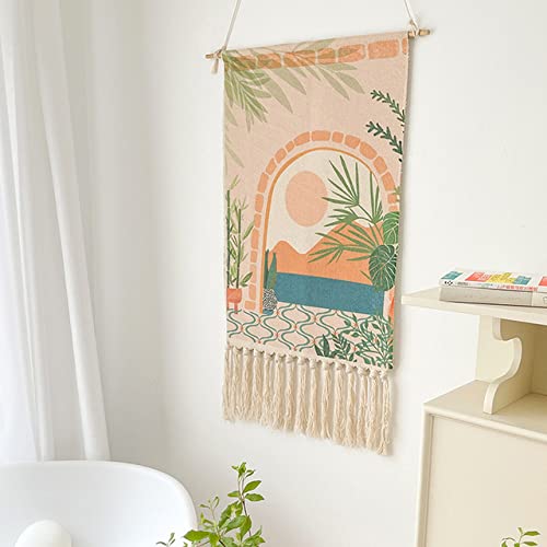 Tenture murale macramé en coton tissé main LIJUCAI motif soleil 50x90