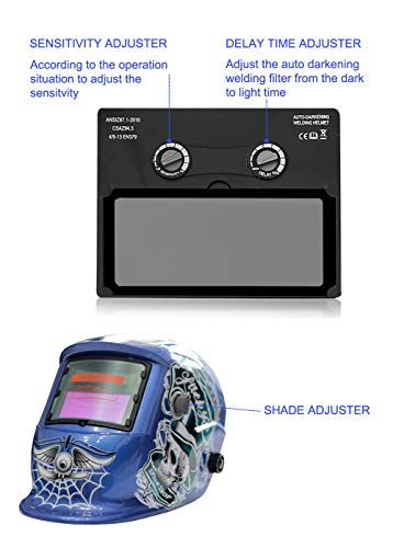 Full Face Welding Mask Auto Darkening Welding Helmet Head Protection For Tig Mig Arc Weld Grinding Blue #TOP2