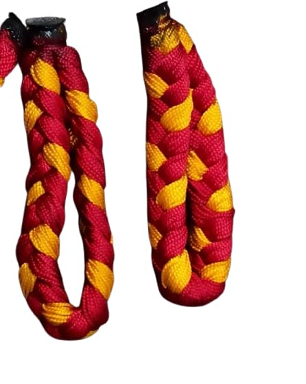 Braided Religious Wrist Band, Red and Yellow, Woven Cotton, Spiritual Accessory-image-49
