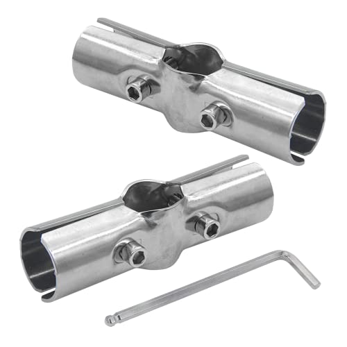 ZHSLDQ 2 Sets of Joint Pipe Clamps, Pipe Clamp Connectors For 3-Way Pipe Clamp end Rail Clamps (Apply OD 1" or 25MM, Silver)