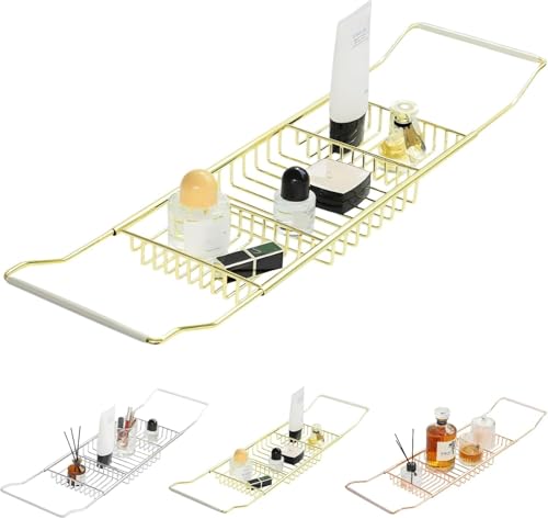 [AOKOWN]バスタブトレー お風呂【格納可能なデザイン62-98cm】ステンレス バスタブスタンド バステーブル 錆びにくい カビない 滑り止め 伸縮式 浴槽ラック 浴室収納 お風呂雑貨置き台